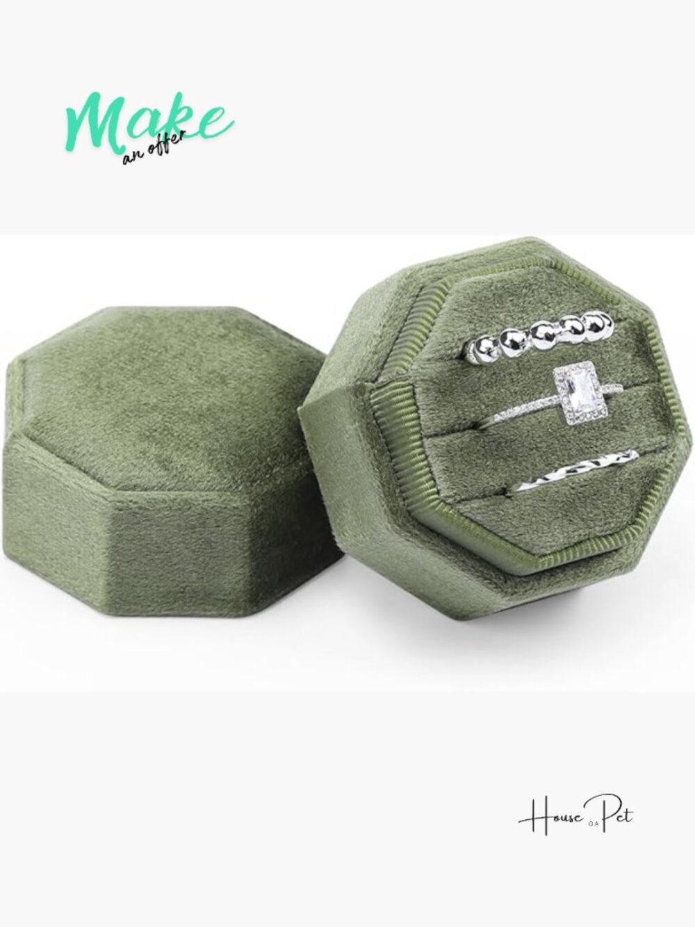 Vintage Velvet 3 Slots Ring Box for Wedding Proposal